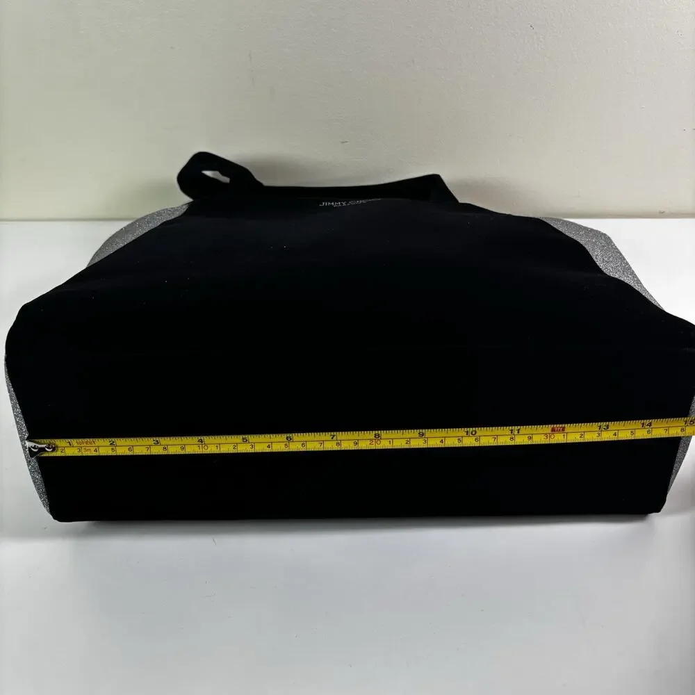 Jimmy Choo Parfums Tote Bag Black Velvet Silver Glitter Gift Bag Shoulder Strap